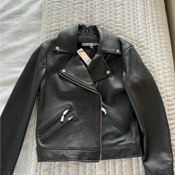 Rebecca Minkoff Black Leather Moto Jacket - Picture 2 of 5